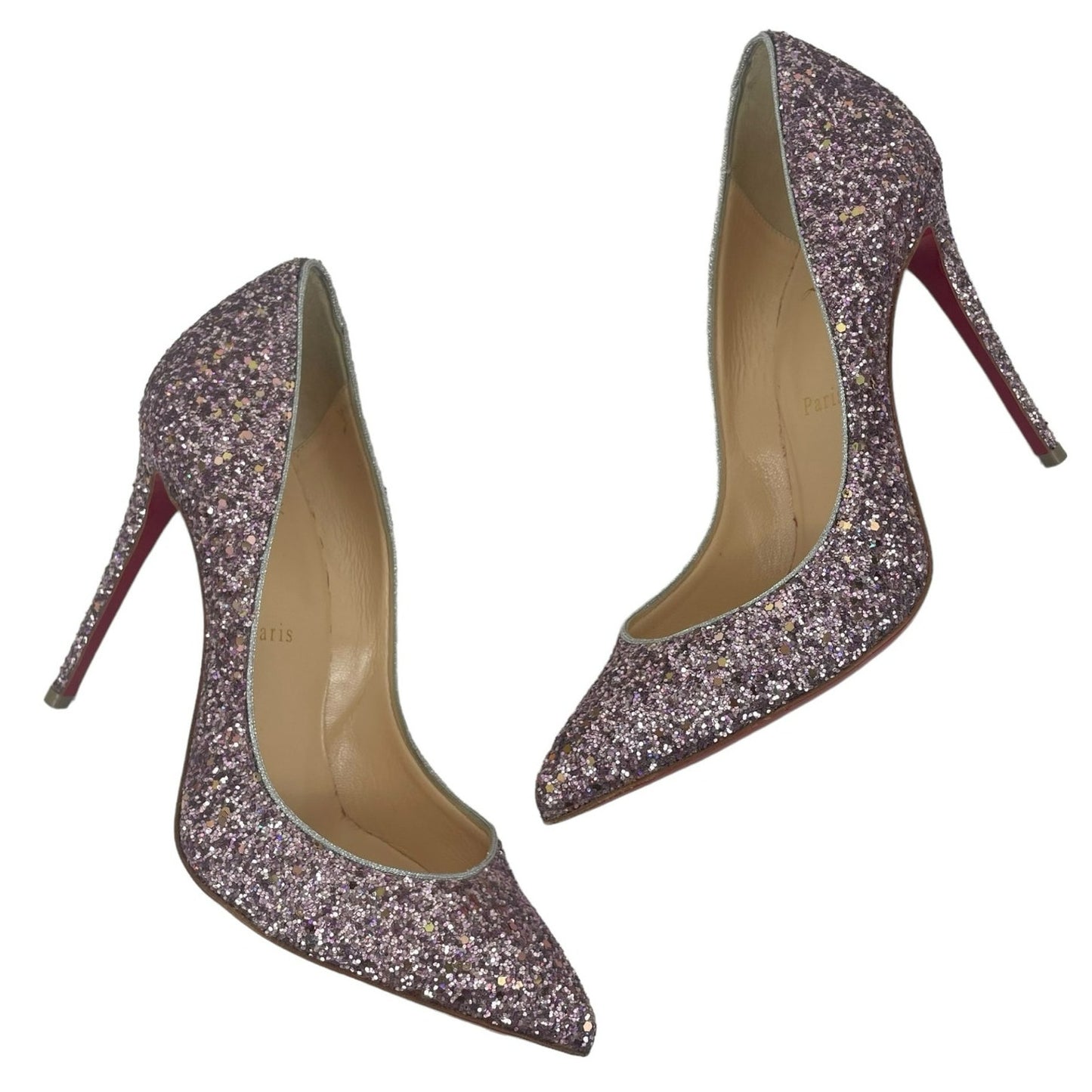 Christian Louboutin Pigalle 120 Glitter Pointed Toe Pump Pink Size 38
