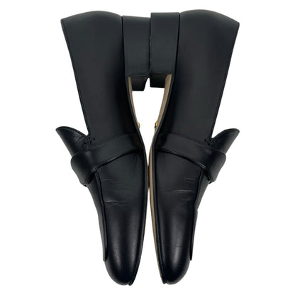 Gucci Double GG Logo Square Toe Slip On Leather Loafer Black Size 38