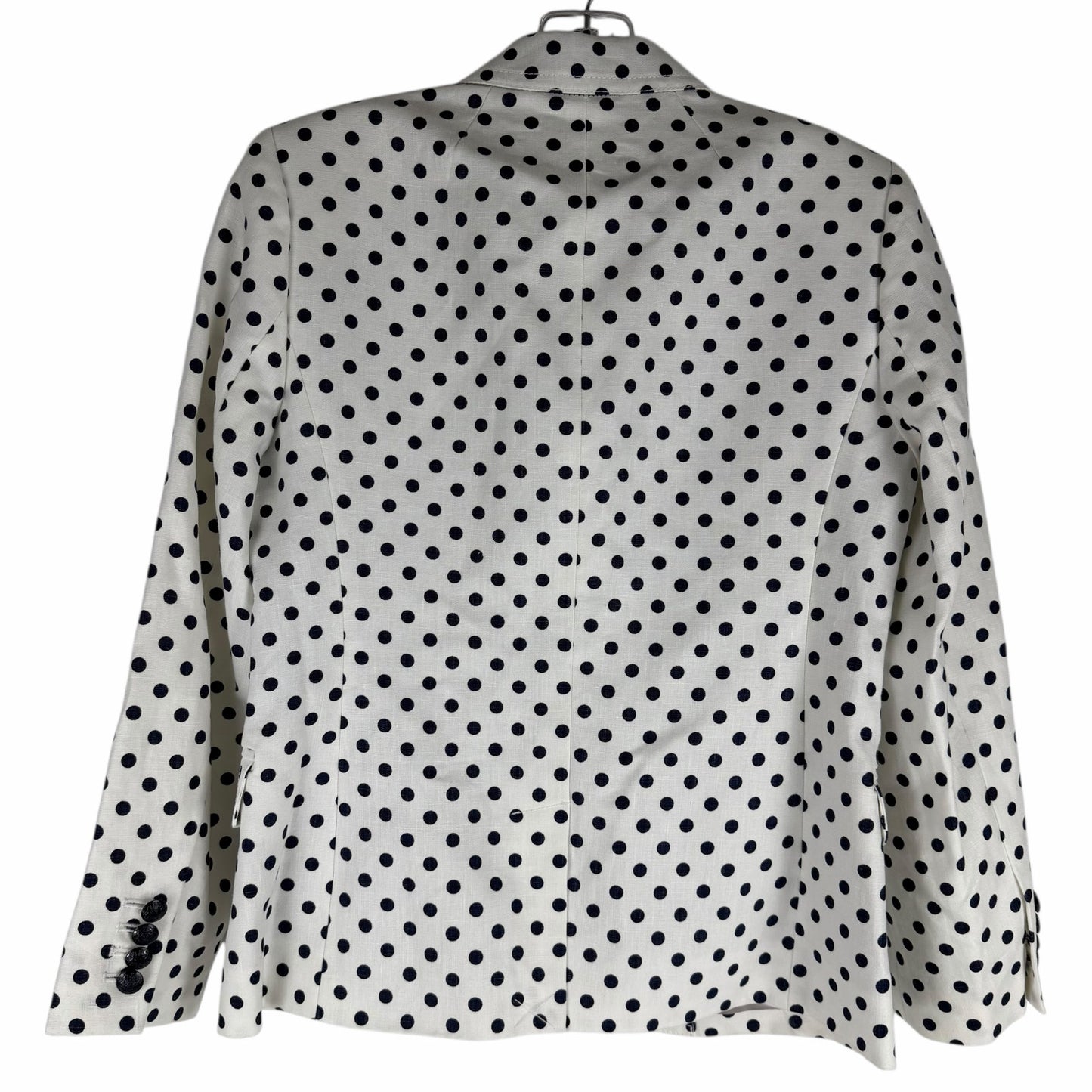 J. Crew Linen Schoolboy Blazer Jacket in Polka Dots White Navy Size 6