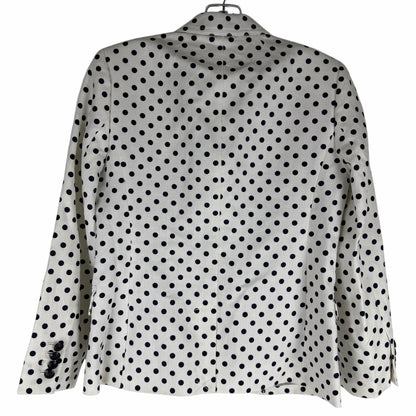 J. Crew Linen Schoolboy Blazer Jacket in Polka Dots White Navy Size 6