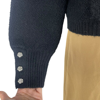 J. Crew Odette Sweater Lady Jacket with Jewel Buttons Black Size M