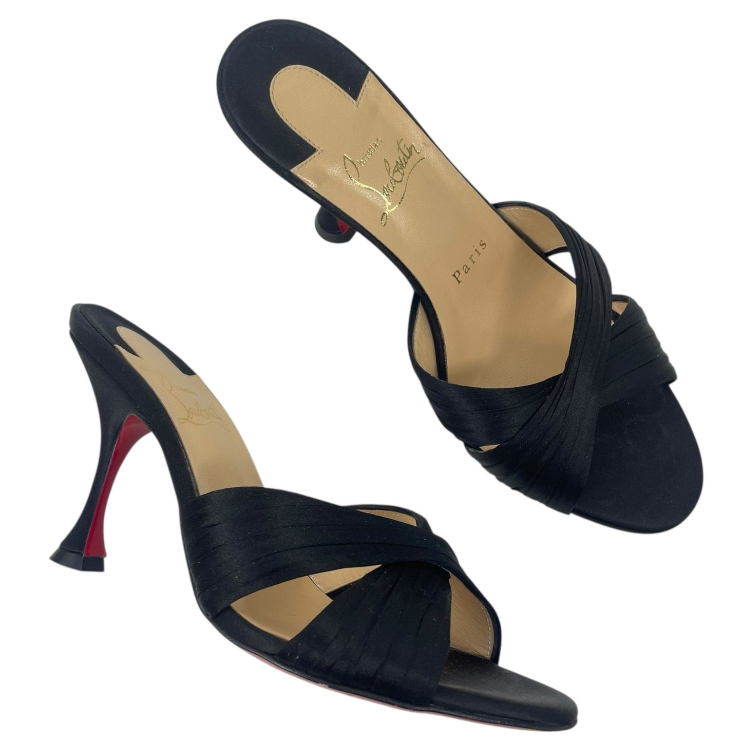 Christian Louboutin Nicol is Back 85 Crepe Satin Mule Sandal Size 37.5