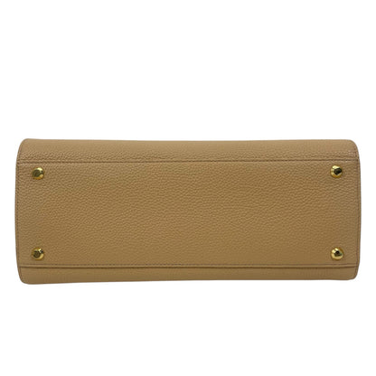 Veronica Beard Dash Bag Tan Pebble Leather Belted Handbag Sand