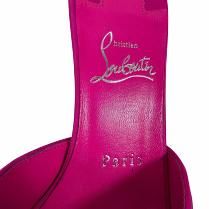 Christian Louboutin Nicol is Back 85 Crepe Satin Mule Sandal Pink Size 40