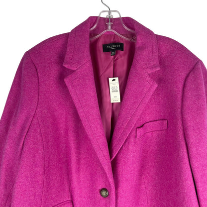 Talbots Wool Blend 2 Buttons Front Blazer Jacket Pink Size 20W