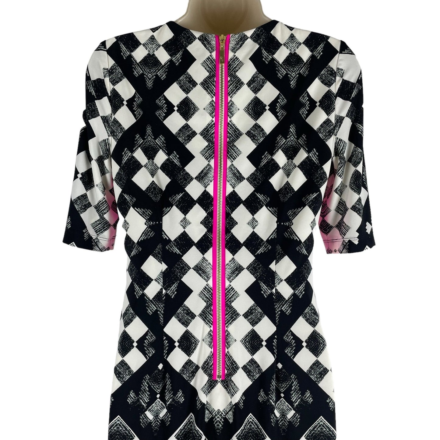 Eliza J Geometric Printed Short Sleeve Shift Dress Pink Stripe Size 2