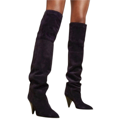 Isabel Marant Riria Suede Slouchy Tall Boots Midnight Blue Size 38
