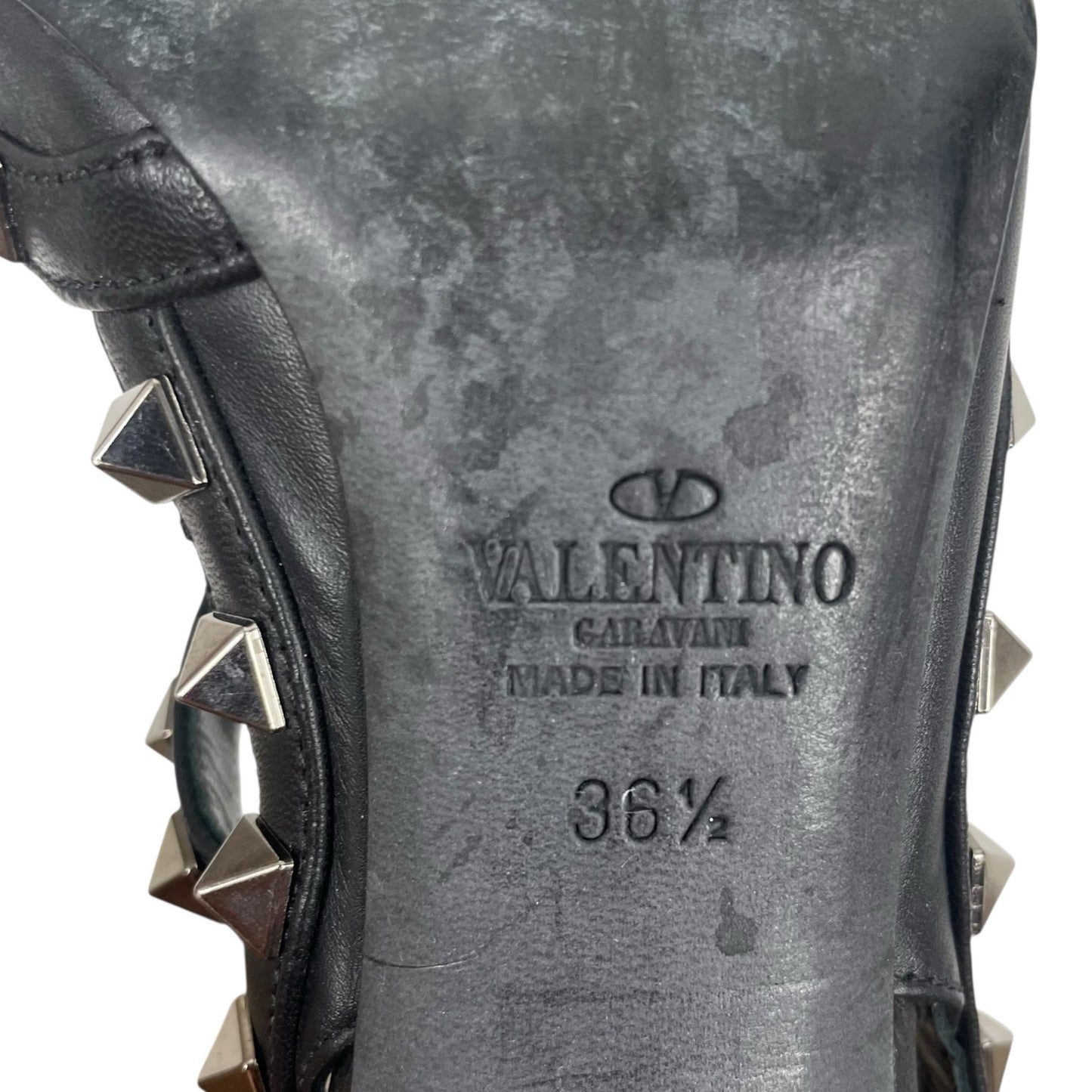 Valentino Garavani Noir Rockstud 100mm Caged Leather Pumps Black Size 36.5