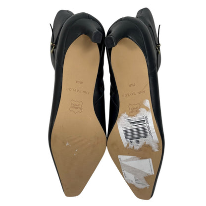 Ann Taylor Pointed Toe Buckle Leather Heel Ankle Boots Black Size 8.5M