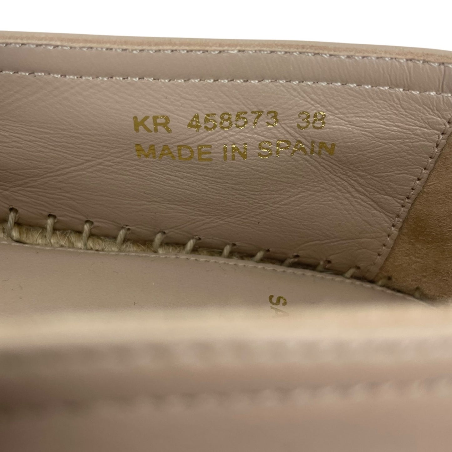 Saint Laurent Logo Monogram Nappa Leather Espadrilles Rose Poudre Size 38