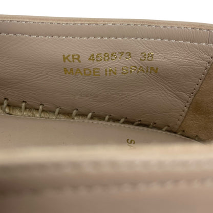 Saint Laurent Logo Monogram Nappa Leather Espadrilles Rose Poudre Size 38