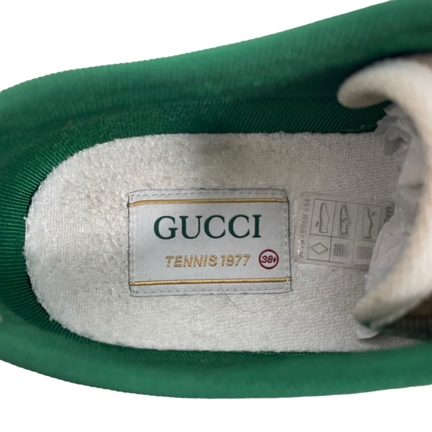 Gucci GG 1977 Tennis Sneakers Lace Up Beige Ebony Original Size 38.5