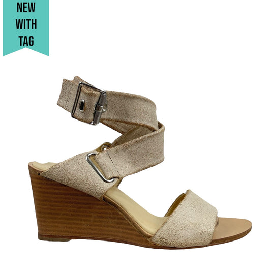 Rag & Bone Damien Wedge Sandals Ankle Wrap Metallic Size 39.5