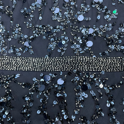 Mac Duggal Sequin Sleeveless Midi Dress 93767 Midnight Blue Size 12