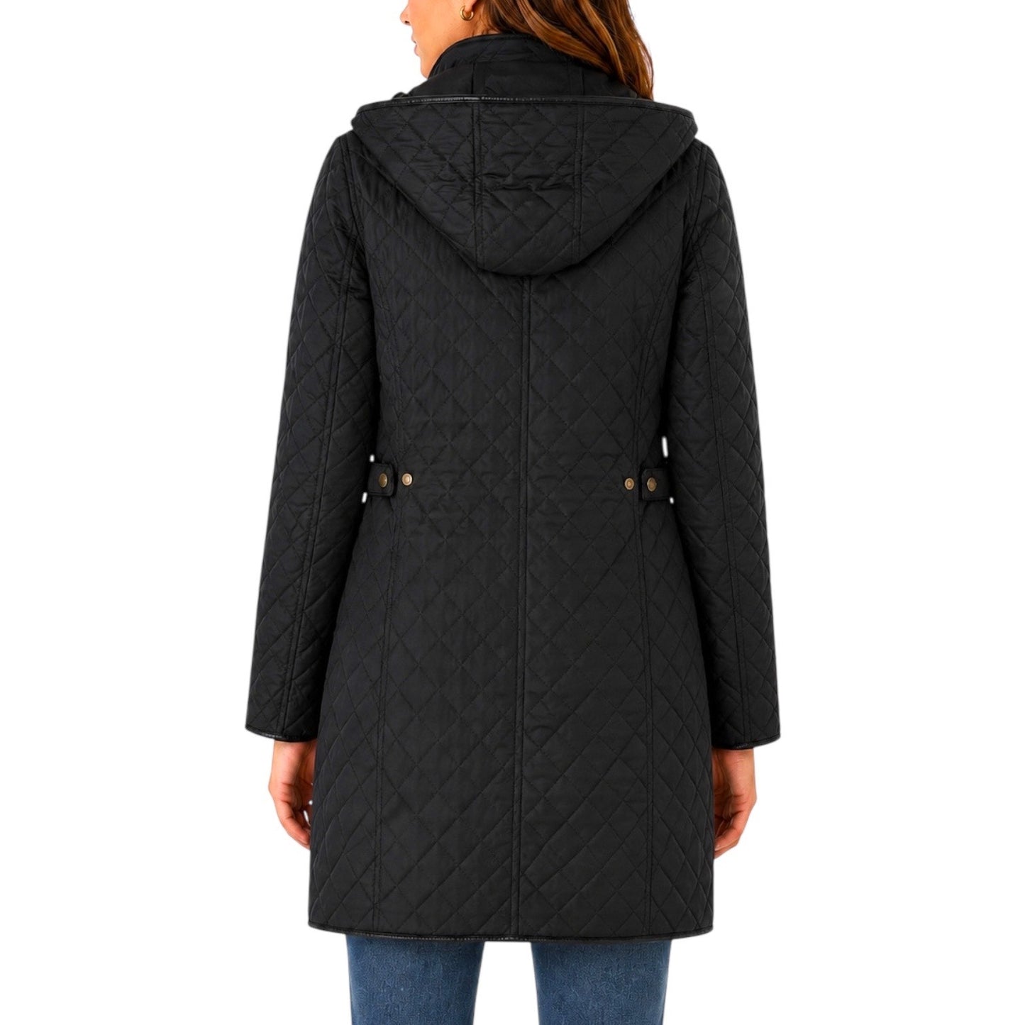 Lauren Ralph Lauren Hooded Quilted Long Coat Black Size L