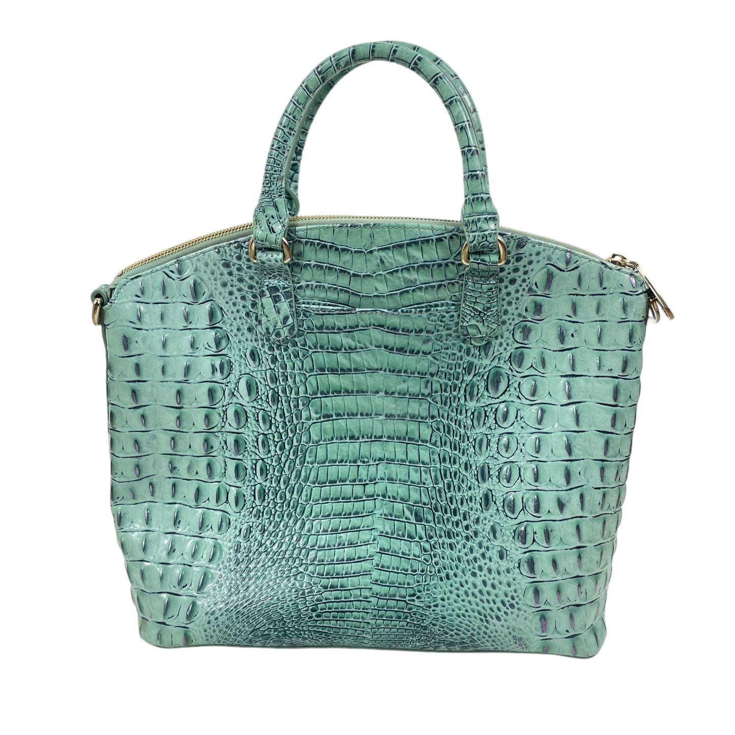 Brahmin Large Duxbury Satchel Bag Biscay Melbourne Blue Green Leather Croc