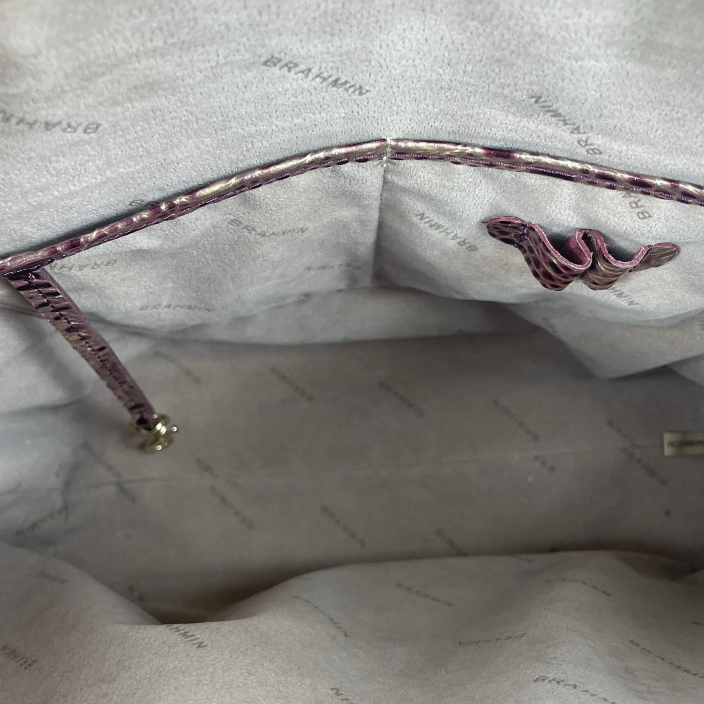 Brahmin Large Duxbury Satchel Bag Port Ombre Melbourne Purple Leather Croc