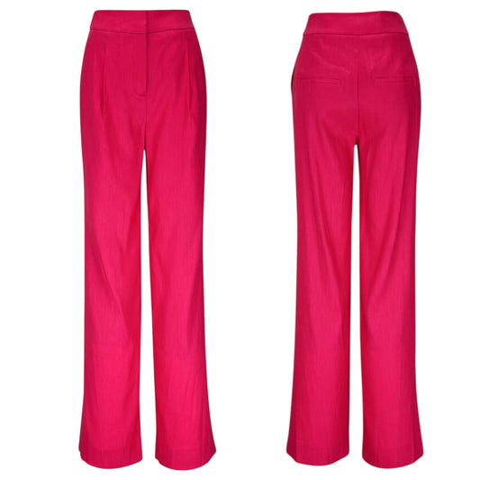 Veronica Beard Robinne Wide Leg Linen Blend Pants Fuchsia Pink Size 8