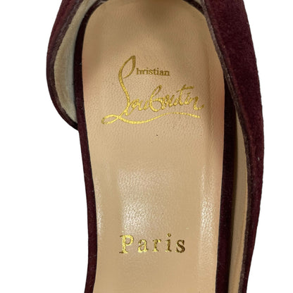 Christian Louboutin Iriza 100mm Half d'Orsay Suede Pump Burgundy Size 38.5