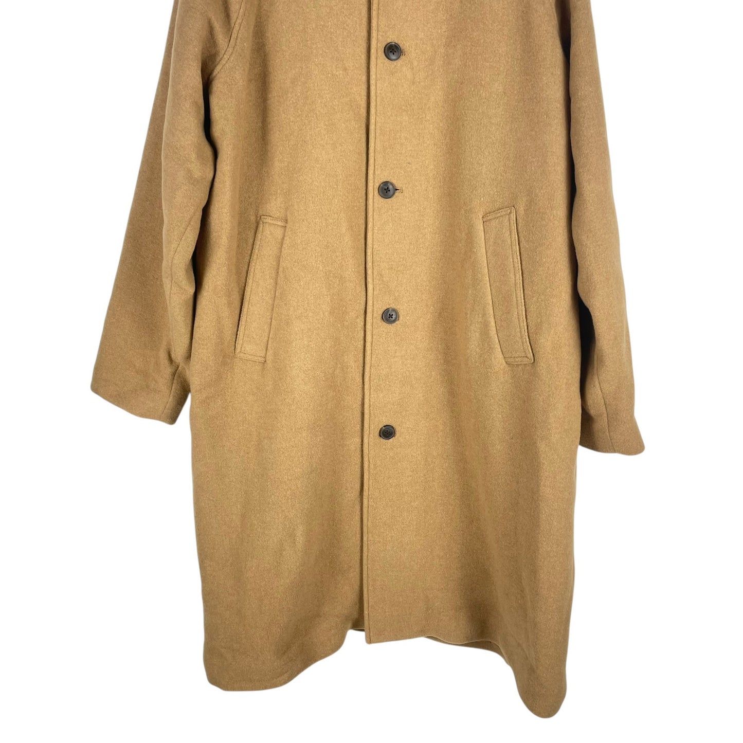 Gap Oversized Wool Blend Single Breasted Long Top Coat Camel Tan Size XL