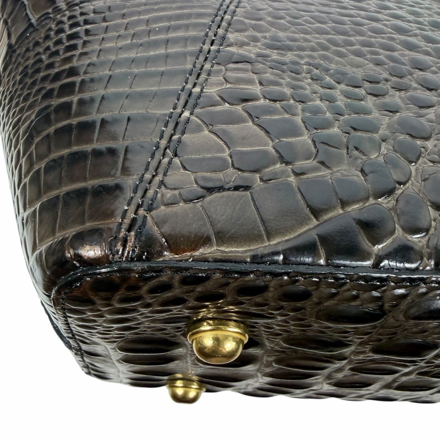 Brahmin Melbourne Shopper Tote Bag Brown Croc Embossed Leather