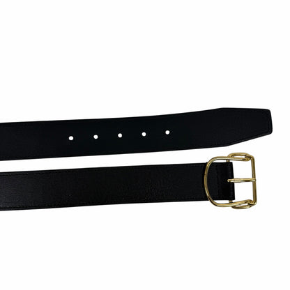 Toteme Swirl Leather Belt Black Gold Buckle Size 90cm/ 35"