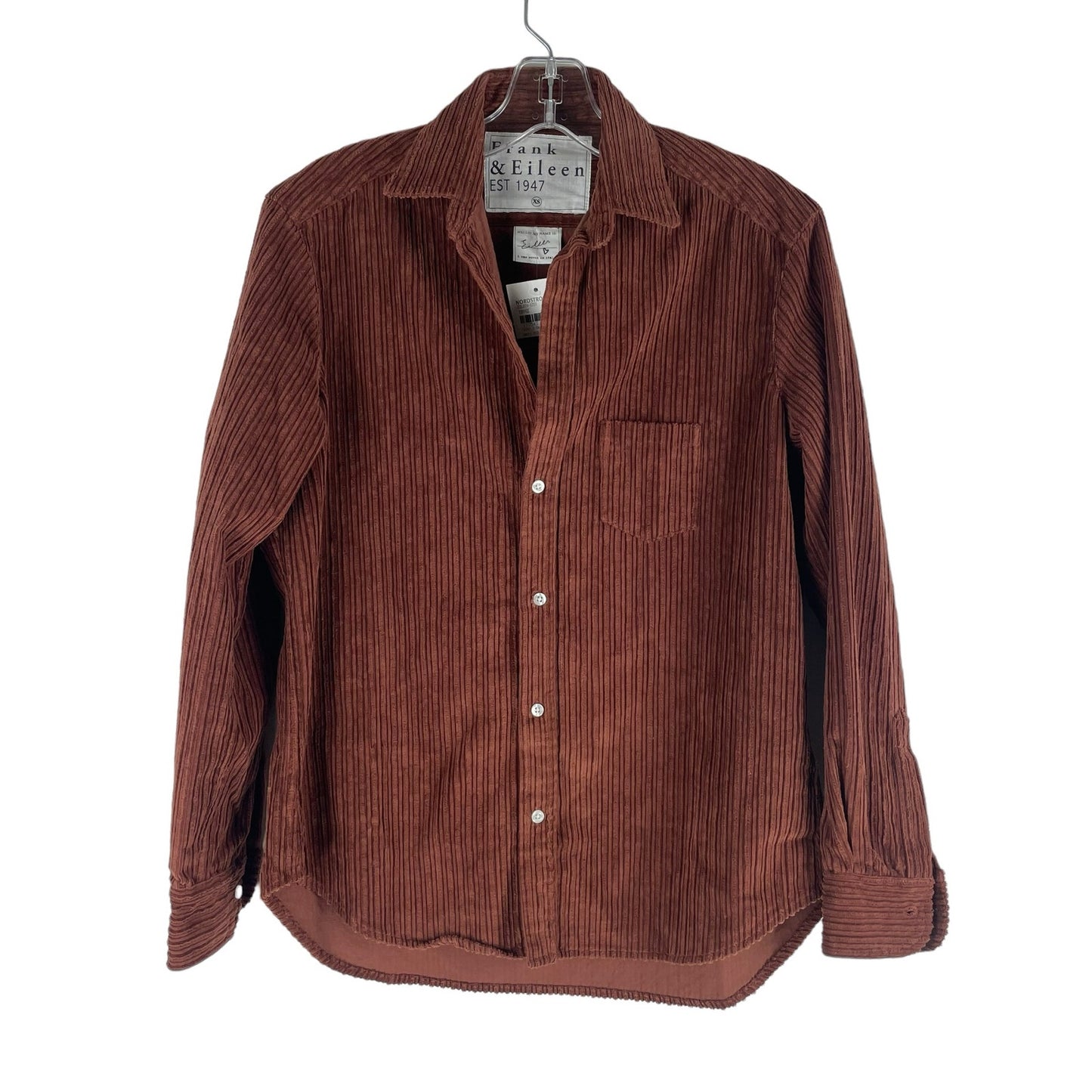 Frank & Eileen Barry Tailor Fit Corduroy Shirt Rust Brown Size XS