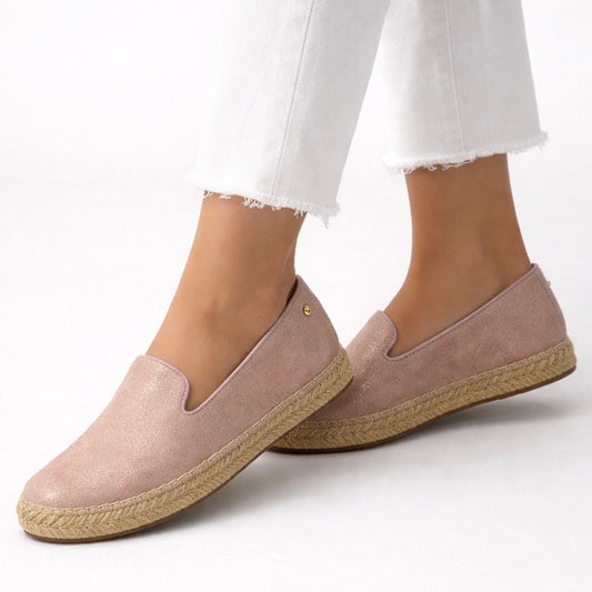 UGG W Sandrinne II Espadrille Flats Slip On Rose Gold Size 6