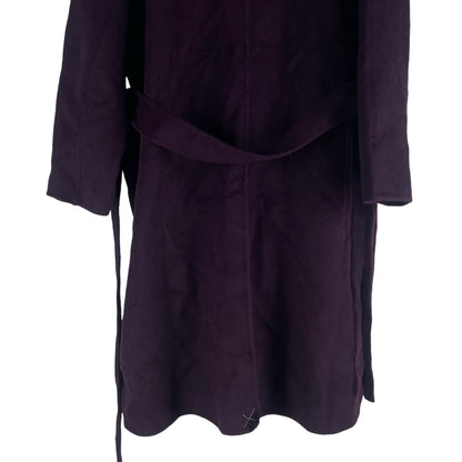 Ann Taylor Doubleface Belted Blanket Coat Waist Tie Vineyard Grape Size LP