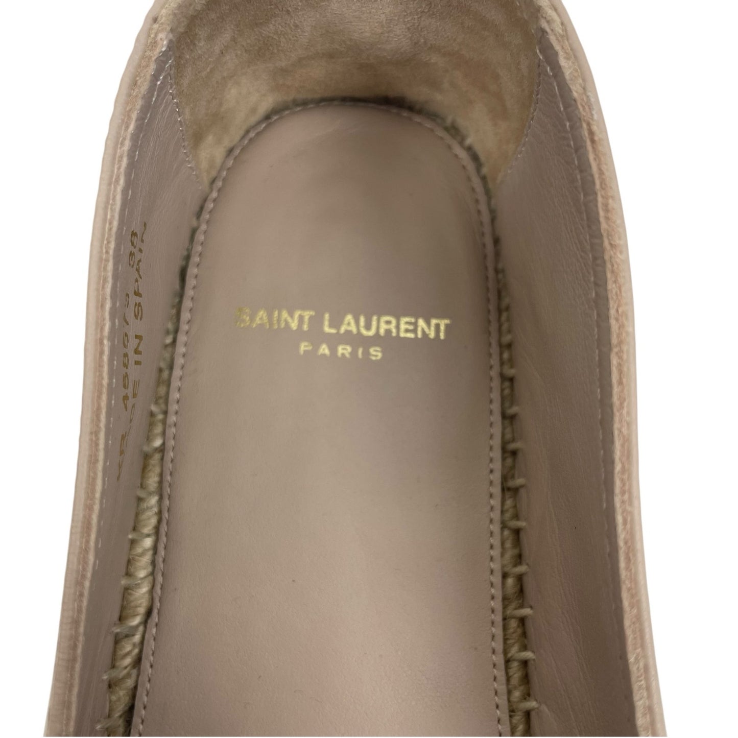Saint Laurent Logo Monogram Nappa Leather Espadrilles Rose Poudre Size 38