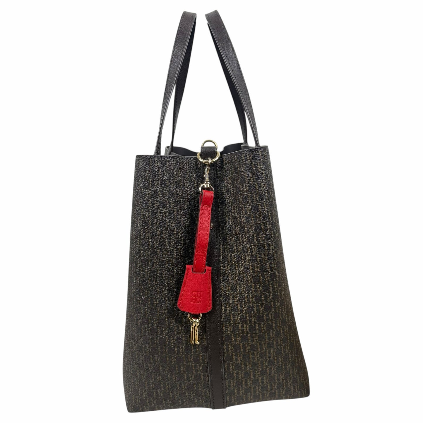 Carolina Herrera Matryoshka Locked CH Logo Medium Handbag Brown