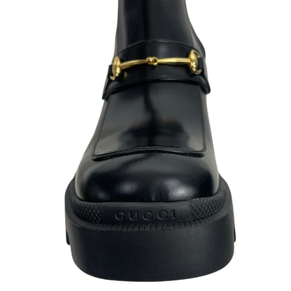 Gucci Magnum Calf Leather Horsebit Lug Sole Boots Black Size 40
