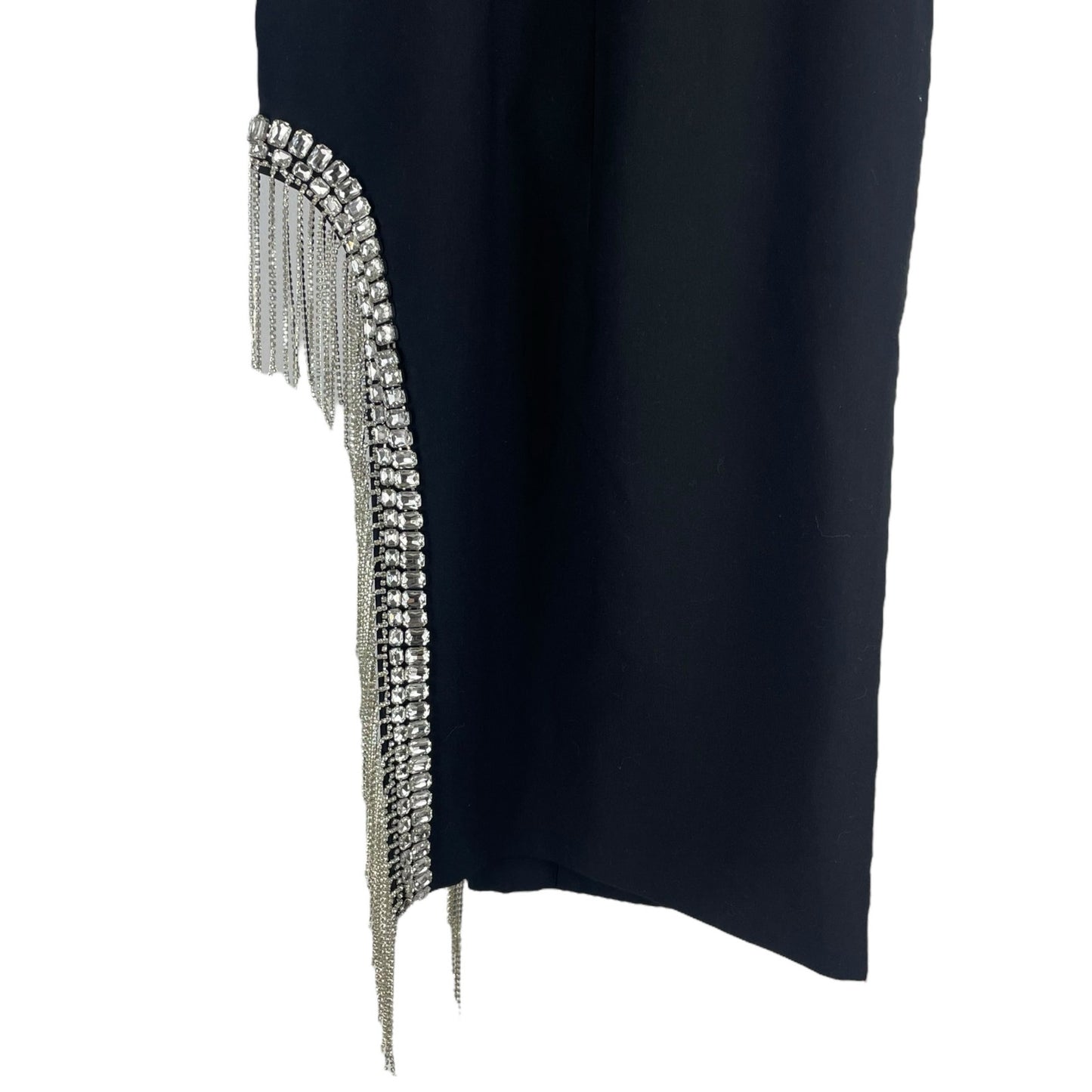 Cinq a Sept Strapless Rhinestone Fringed Sammy Midi Dress Black Size 6