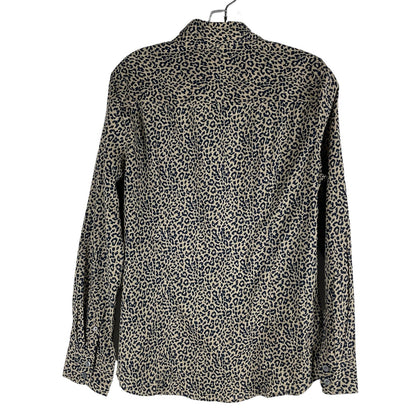 J. Crew Factory Animal Print Cotton Shirt in Signature Fit Blue Size M