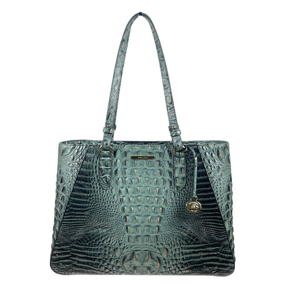 Brahmin Medium Irene Tote Bag Obsidian Melbourne Green Leather Croc Emboss