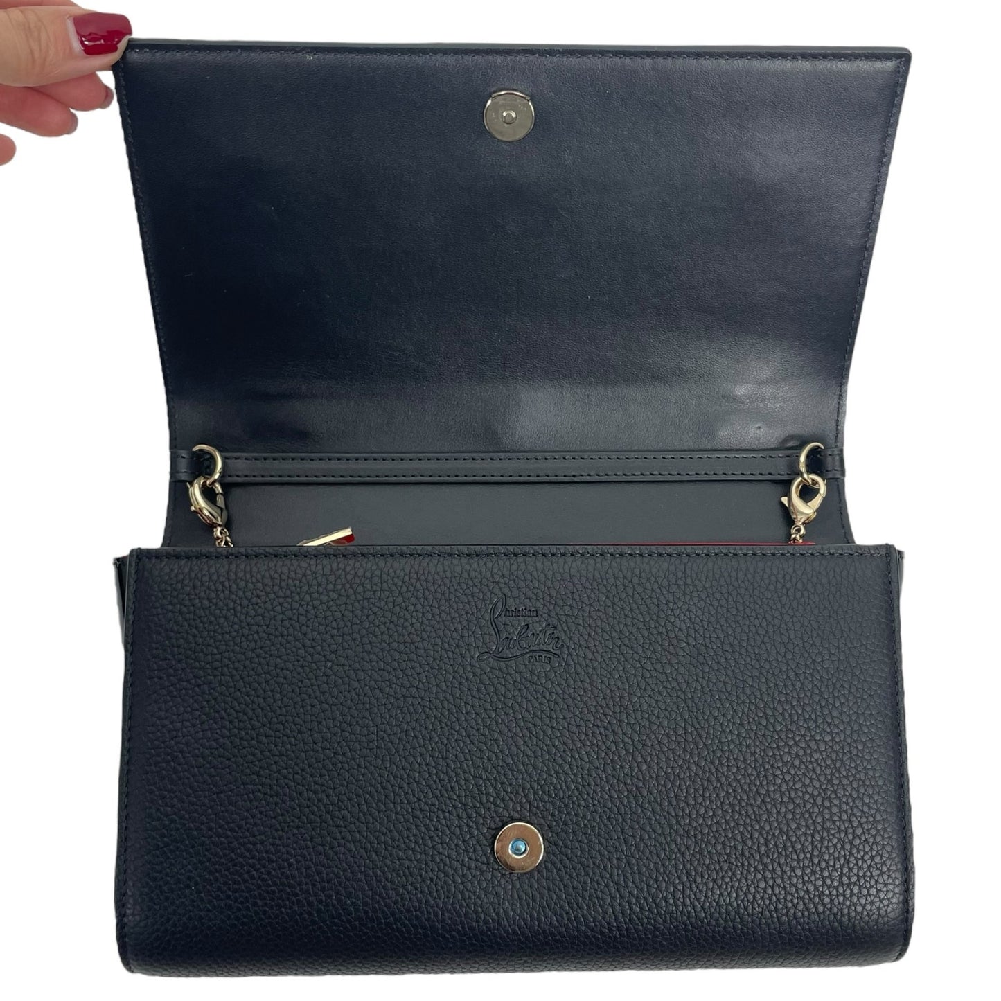 Christian Louboutin Paloma Loubinthesky Clutch Wallet on Chain Black Multi