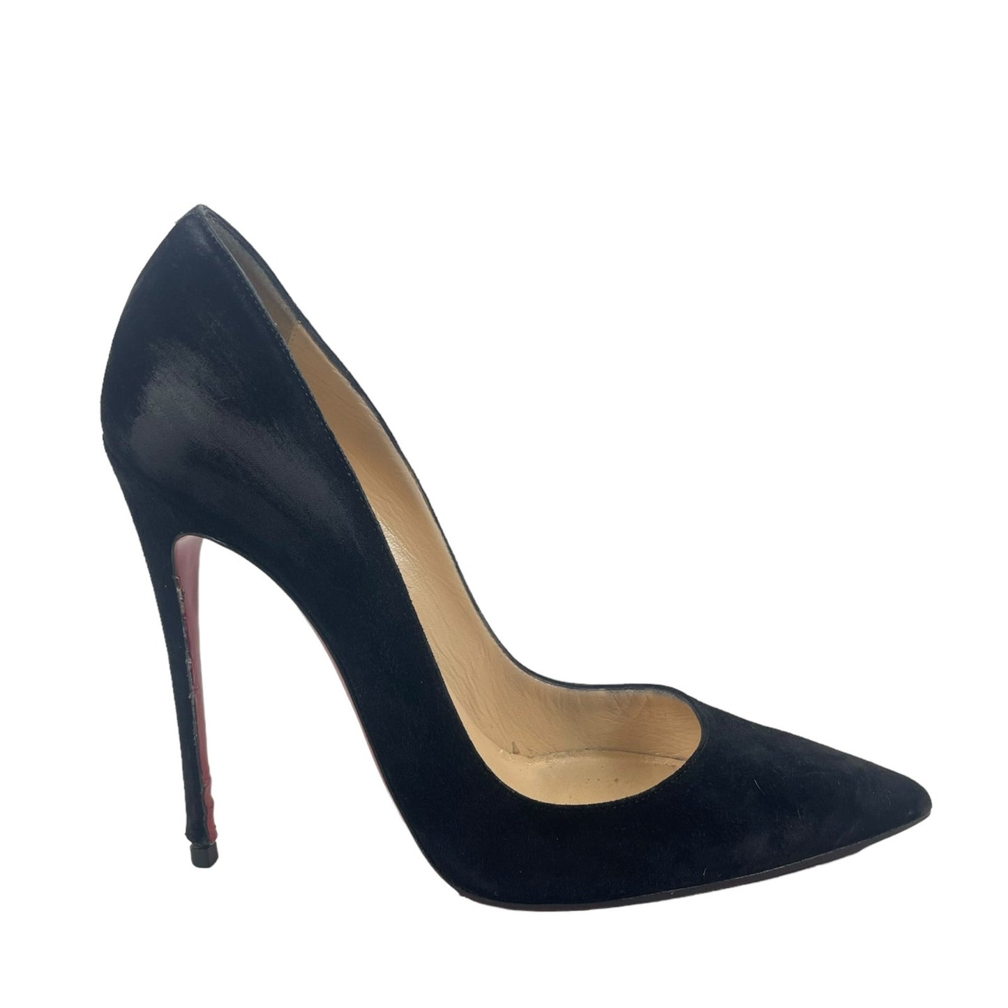 Christian Louboutin So Kate 120 Suede Pointed Toe Pumps Black Size 38