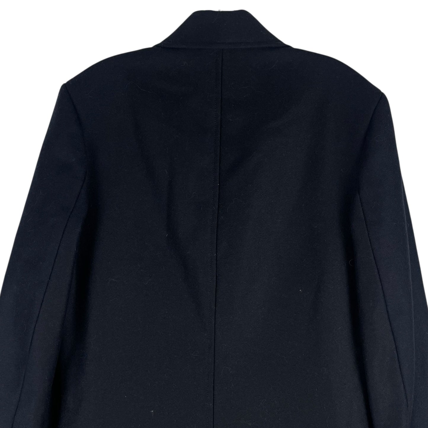 Lands' End Wool Blend Single Breasted Long Top Coat Black Men Size L Reg