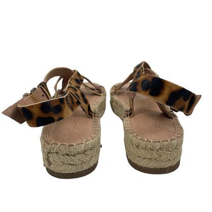 Madewell Malia Espadrille Platform Sandals Leopard Calf Hair Size 7.5