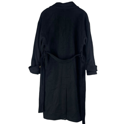 Ann Taylor LOFT Modern Tie Waist Long Trench Coat Black Size L