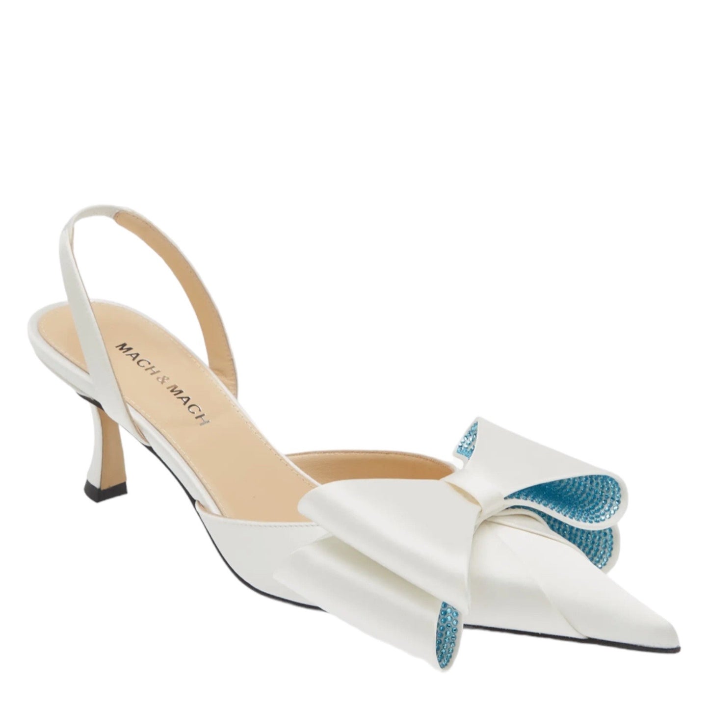 Mach & Mach Le Cadeau 65 Bow Pointed Toe Slingback Pumps White Size 40