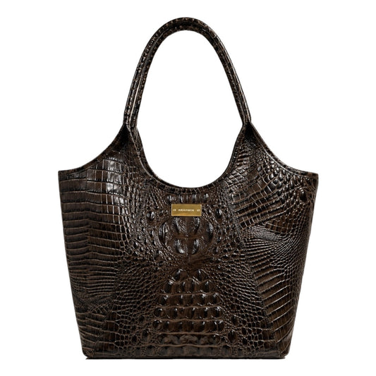Brahmin Melbourne Shopper Tote Bag Brown Croc Embossed Leather