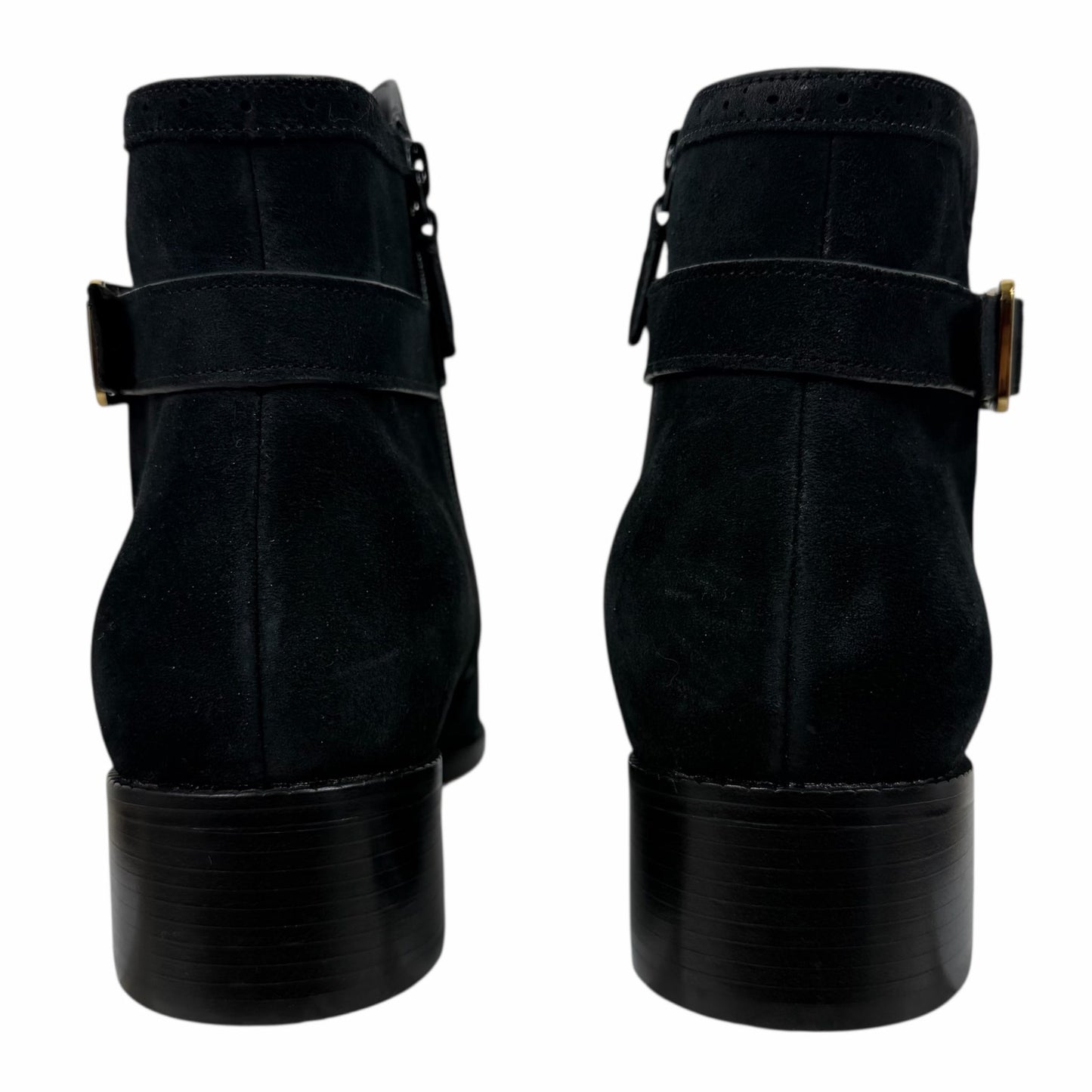 Cole Haan Norella Buckle Snip Toe Suede Ankle Boots Black Size 10B