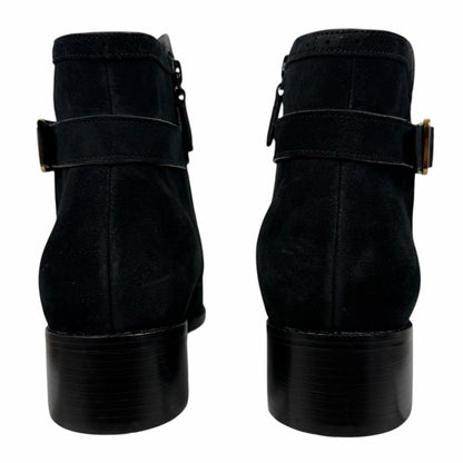 Cole Haan Norella Buckle Snip Toe Suede Ankle Boots Black Size 10B