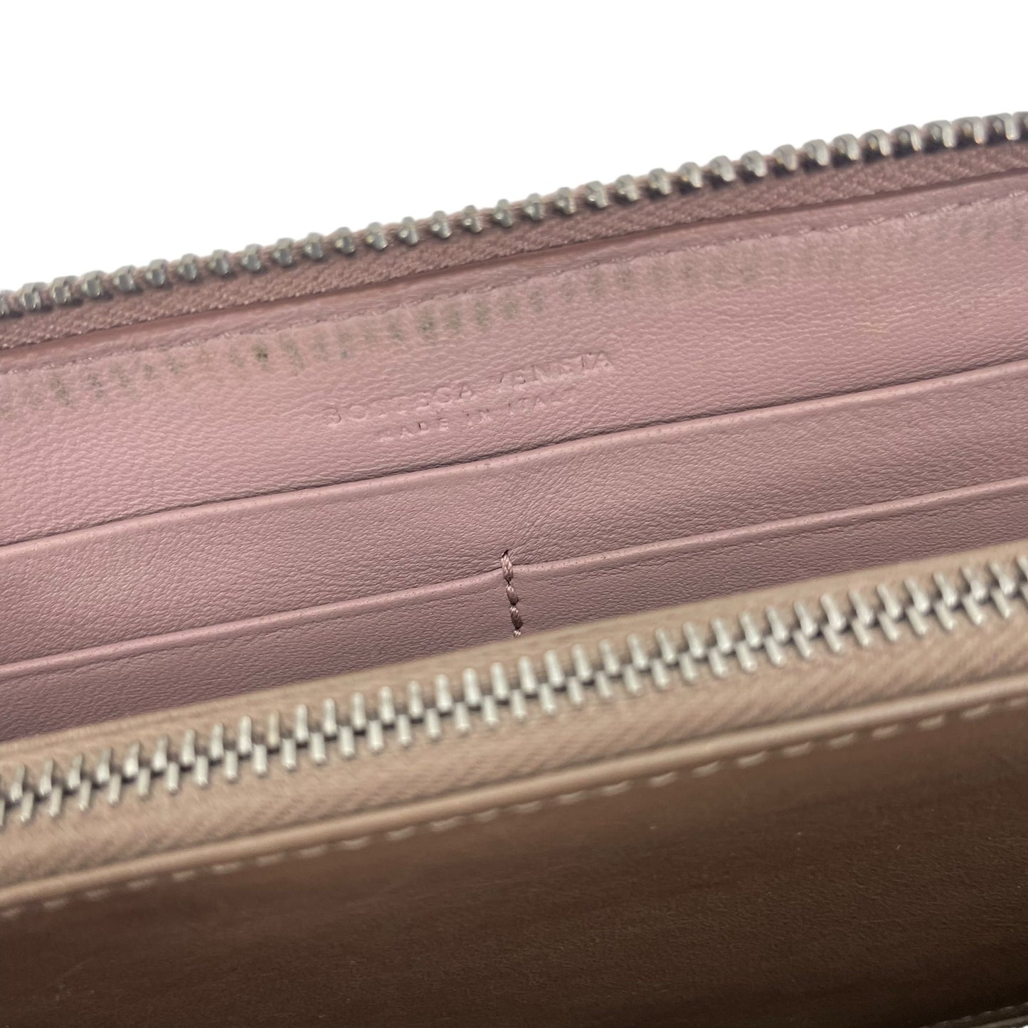 Bottega Veneta Intrecciato Zip Around Long Wallet Leather Weave Light Pink