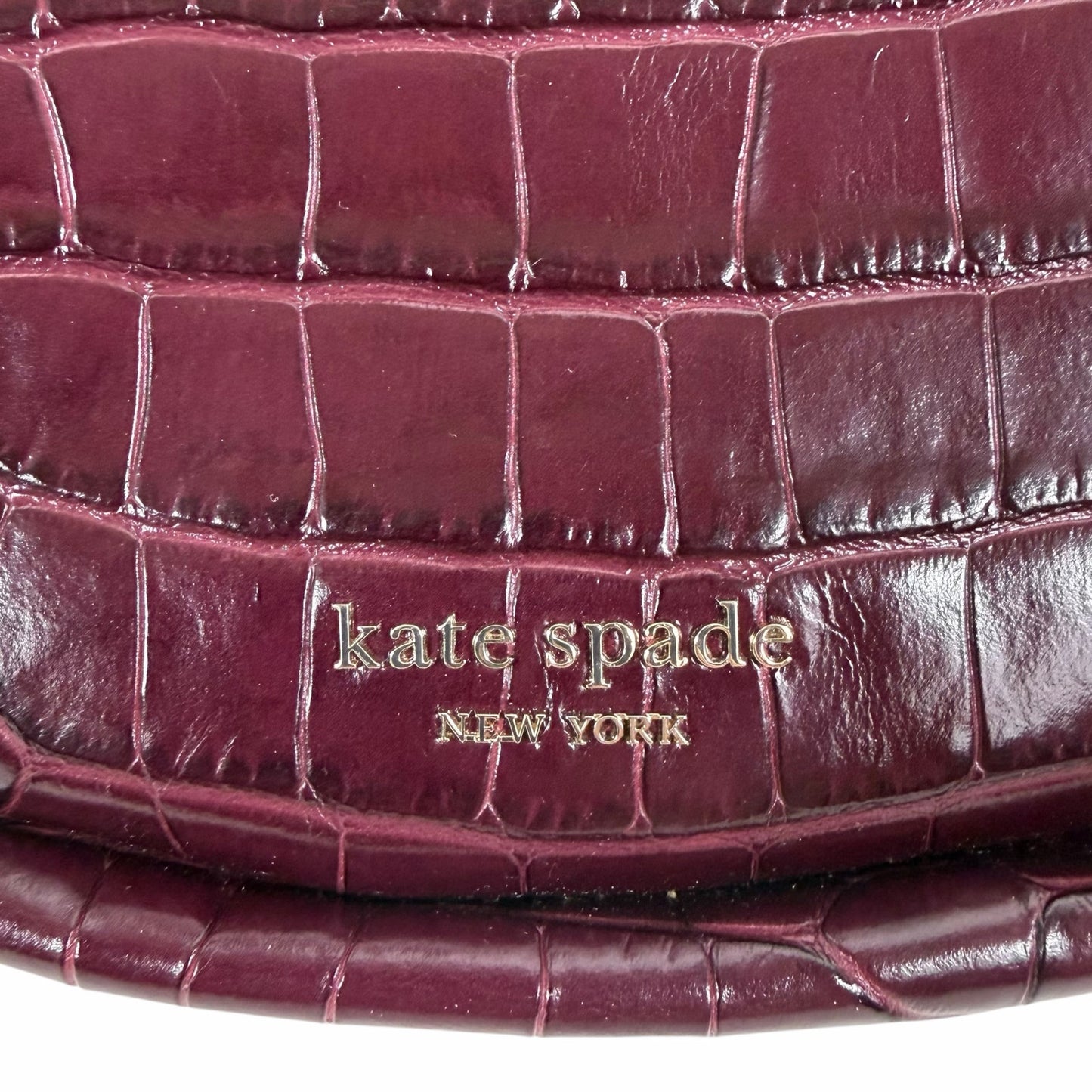 Kate Spade Smile Croc Embossed Leather Small Shoulder Bag Red