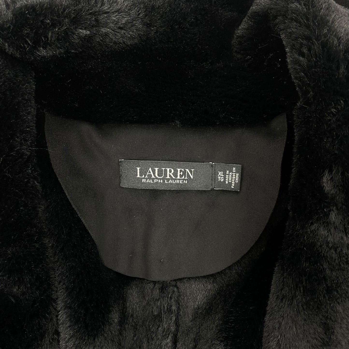 Lauren Ralph Lauren Double Breasted Faux Shearling Coat Black Size XL