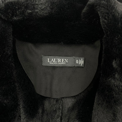 Lauren Ralph Lauren Double Breasted Faux Shearling Coat Black Size XL