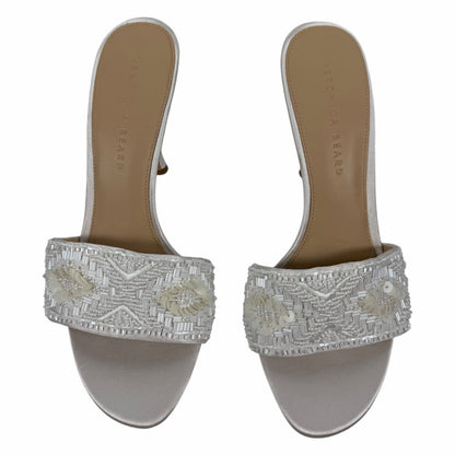 Veronica Beard Braxton Beaded Mule Sandal Coconut White Size 9M