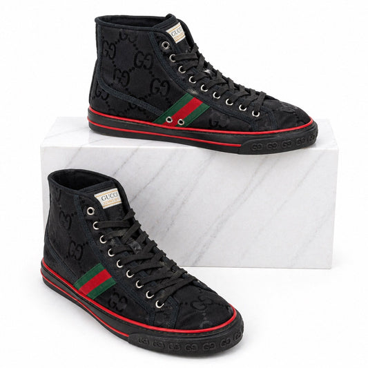 Gucci Off the Grid High Top Sneakers 1977 Tennis Shoes Black Men Size 8/ 8.5